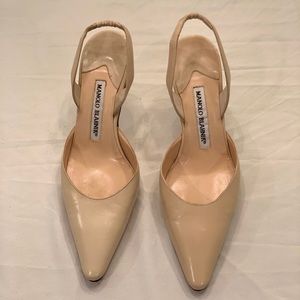 Manolo Blahnik Carolyne Slingback Pump in Light Beige, Sz 6.5 - NWOT
